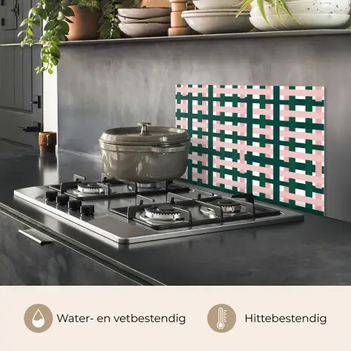 Vlechtpatroon - Groen - Roze - Grafisch keuken achterwand spatscherm klein 900 -usp_NL