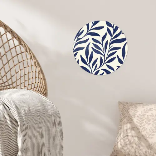 Bladeren - Klimop - Donkerblauw Wandcirkel behangsticker klein -sfeer4