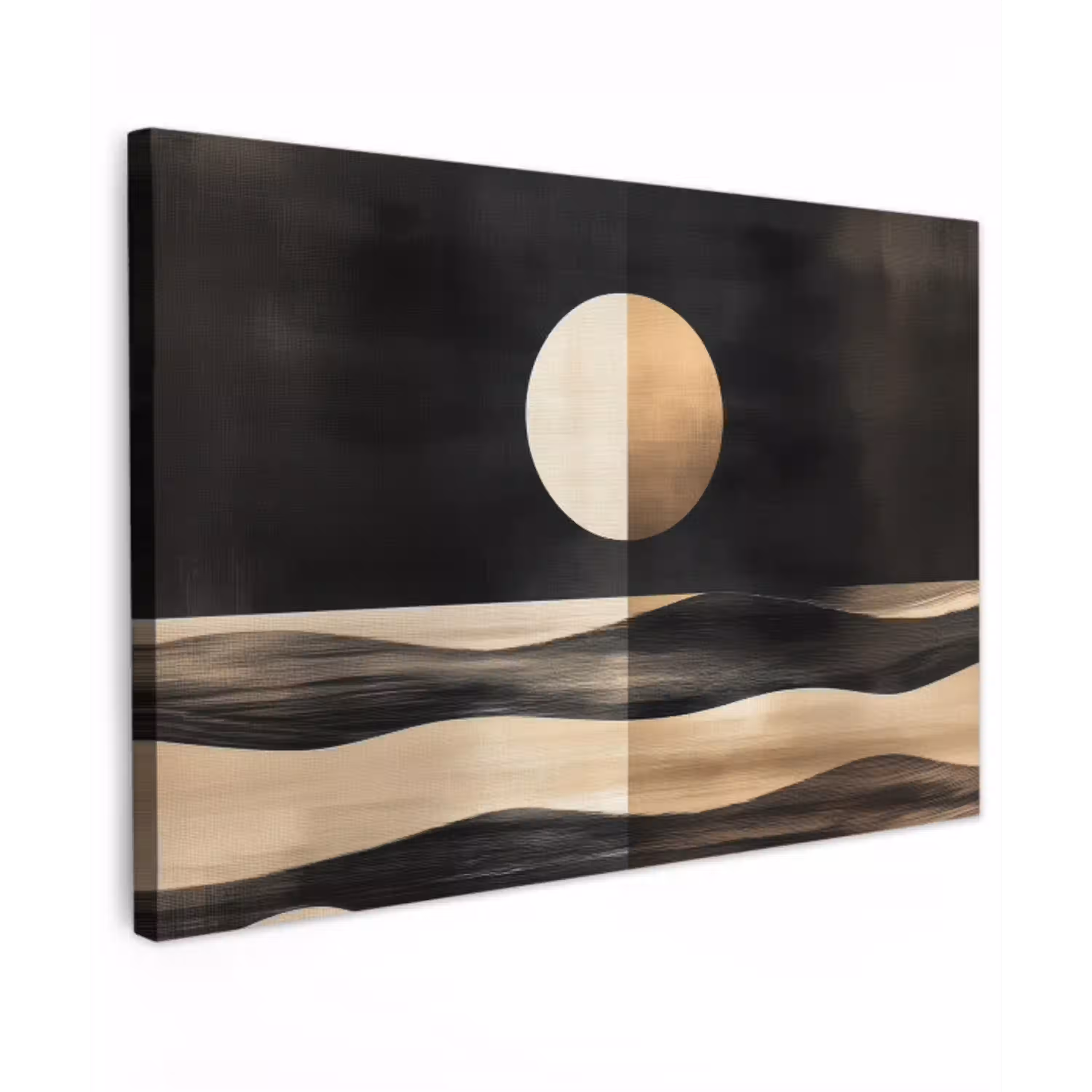 Maan - Cirkel - Goud Tuinposter op houten frame 2 cm dik klein -3d