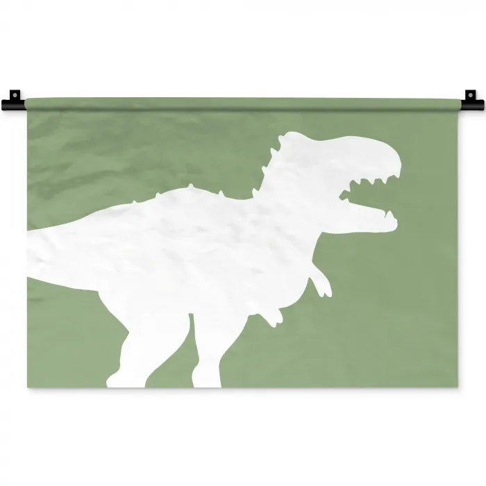Dino - T-rex - Dinosaurus - Groen - Tyrannosaurus rex Wandkleed katoen klein -zz3d