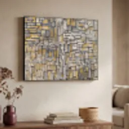 Mondriaan - Kunst - Oude meesters - Tableau I Textielframe zwart klein -sfeer3