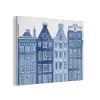 Aquarel - Grachtenpanden - Delfts - Blauw PET vilt klein -3d
