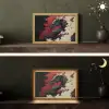 Zwarte draak - Rookwolken - Rood Light Box met kabel (Tafellamp) klein -sfeer3