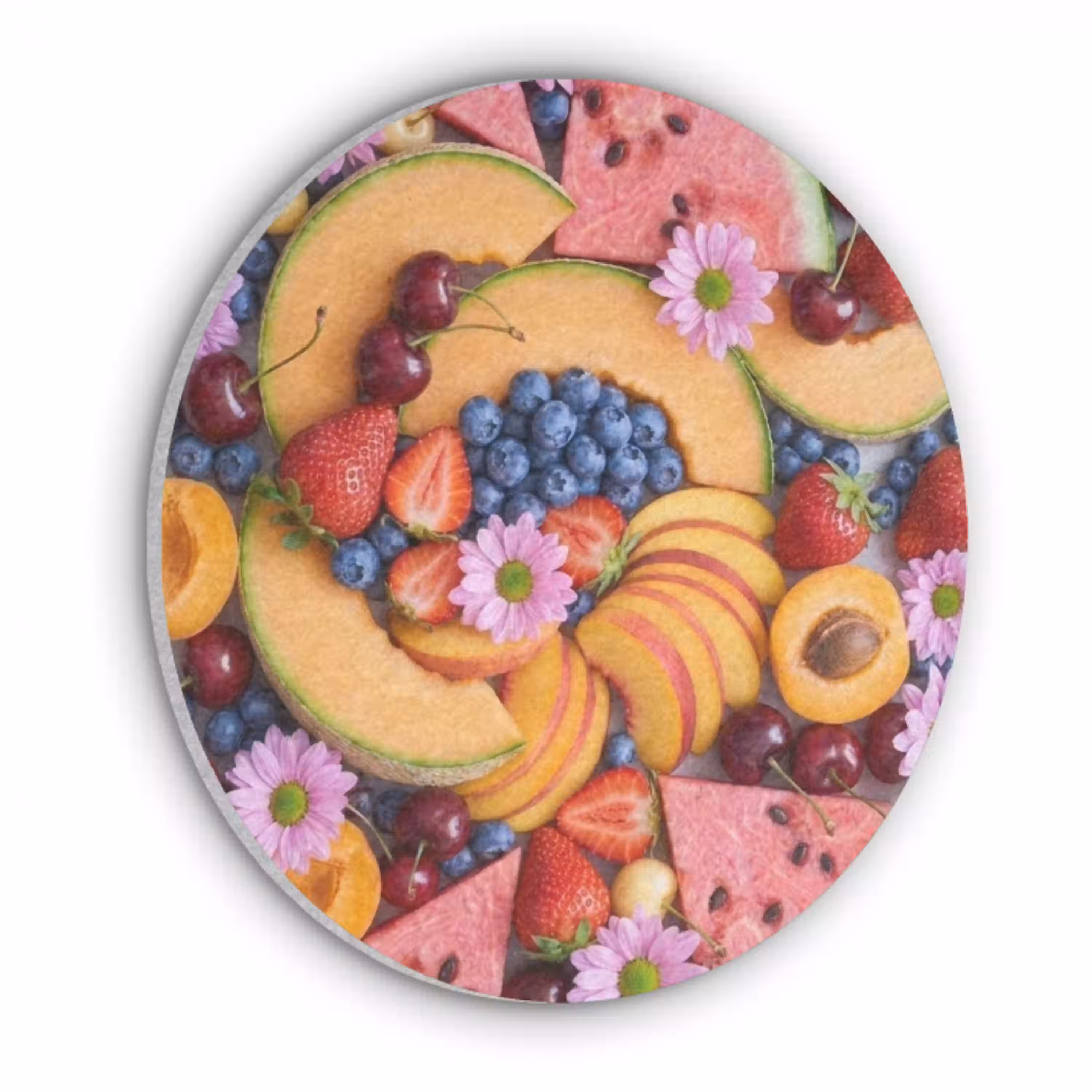 Eten - Fruit - Zomer - Kleurrijk Akoestische PET Vilt - Rond klein -3d