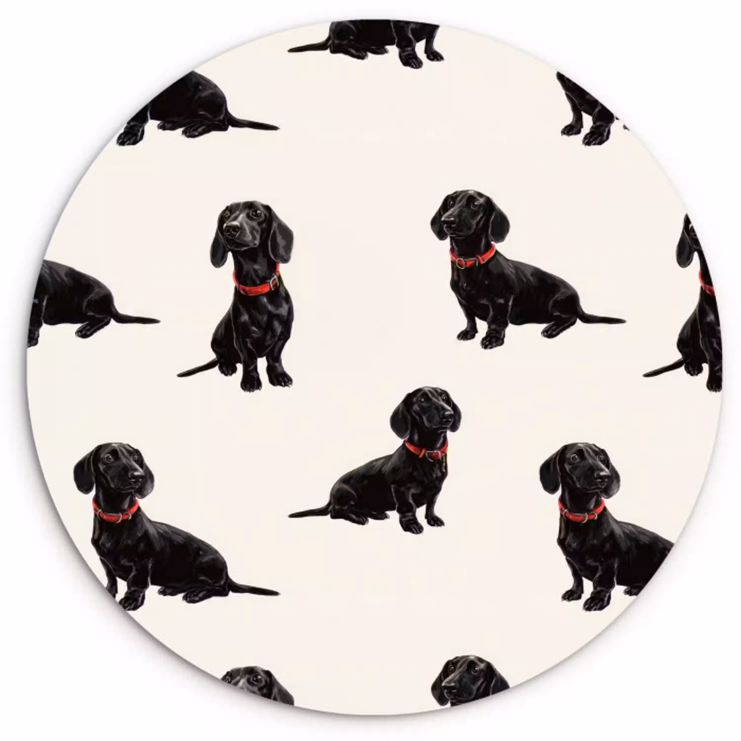 Hond - Patroon - Zwart Wandcirkel kunststof plaat 5mm dik klein 188 -3d
