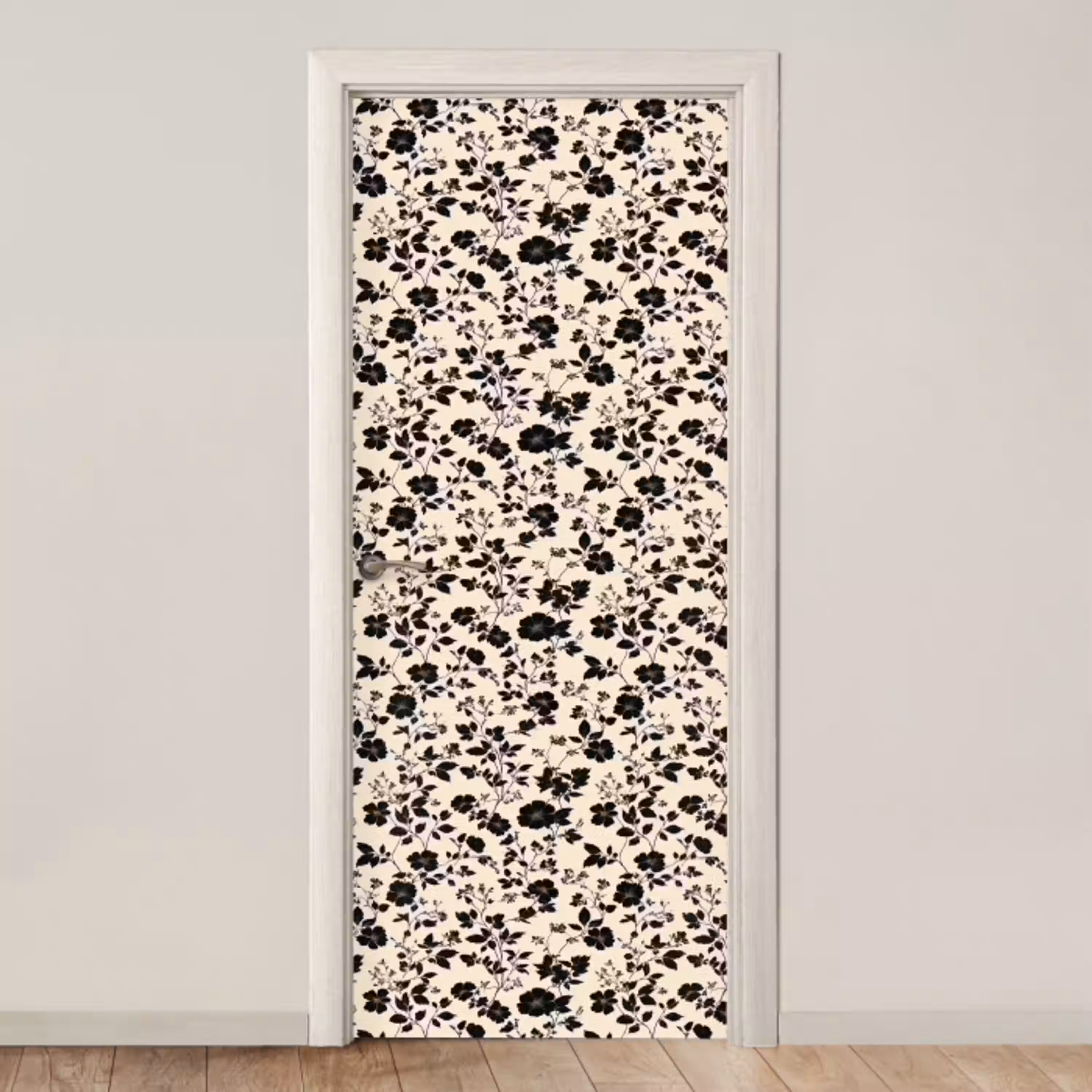 Bloemen - Dessin - Zwart deurposter klein 289 -3d_beige