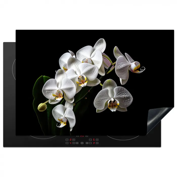 Dauwdruppels op Witte Orchideeën Inductie beschermer vinyl 3mm klein -3d