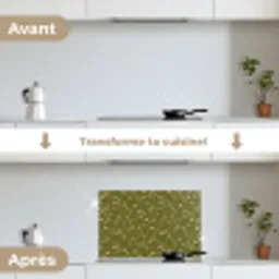 Landelijk - Bloemen -  Groen keuken achterwand spatscherm klein 900 -voor_na_FR