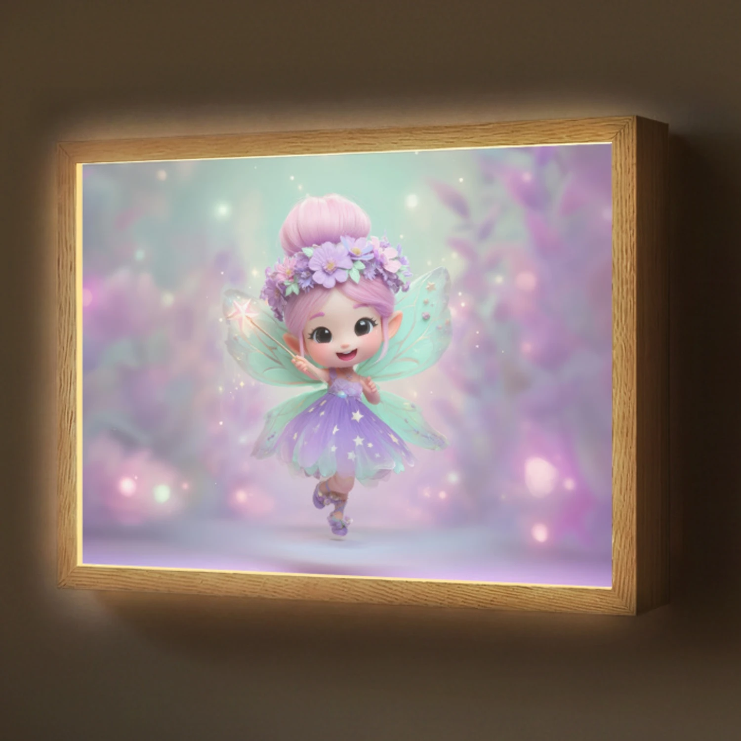 Fee - Paars - Sprookje Light Box met batterij (Wandlamp) middel -z3d_website