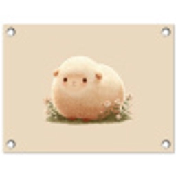 Schaap - Beige - Bloemen tuinposter los doek klein -3d