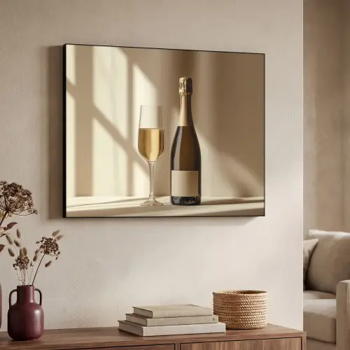 Champagne - Beige - Schaduw - Bubbels Textielframe zwart klein -sfeer3