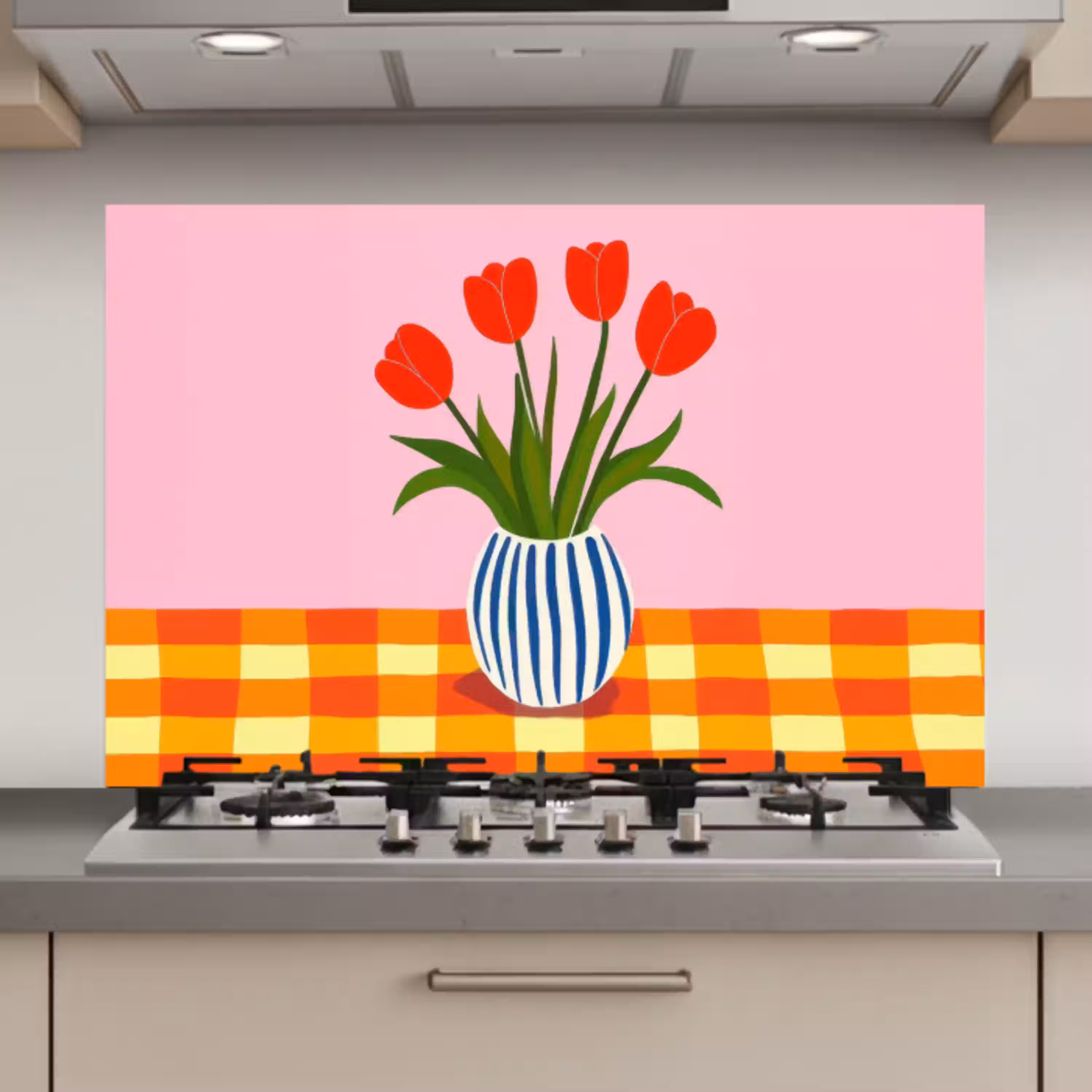 Tulpen - Roze - Vaas keuken achterwand spatscherm klein -3d_website