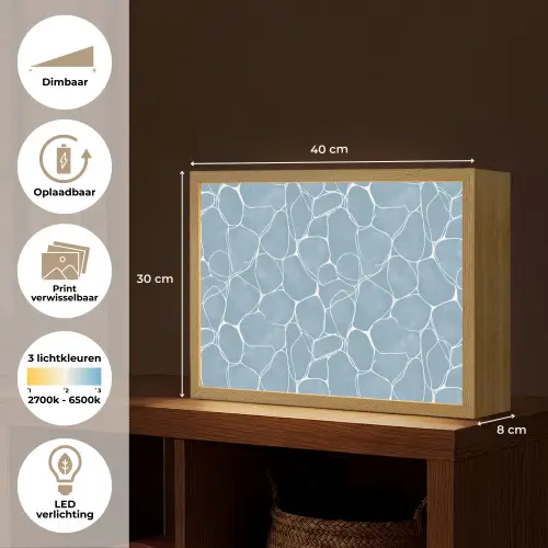Organisch - Patroon - Blauw Light Box met batterij (Wandlamp) middel 907 -USP_websiteoverzichtNL