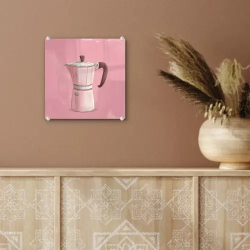 Roze - Mokkapot - Illustratie - Koffie plexiglas 5mm klein -sfeer5