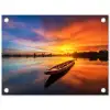 Boot - Water - Zonsondergang - Oranje - Water tuinposter los doek klein -3d