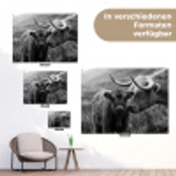 Schotse hooglander - Kalf - Zwart - Wit tuinposter los doek klein -Xsfeer9_DE