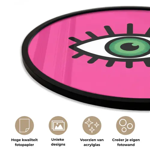 Minimalistisch - Oog - Roze Fotolijst rond zonder passe partout klein -closeup_NL