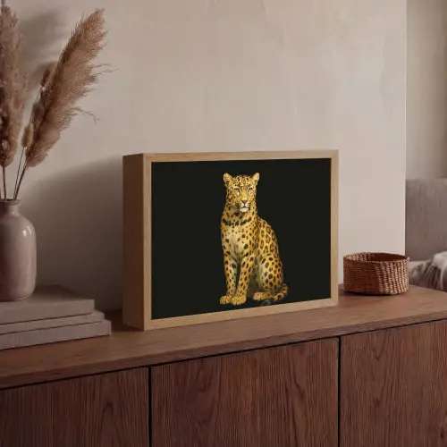 Panter - Realistisch - Bruin Light Box met batterij (Wandlamp) middel -sfeer2