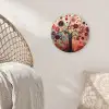 Levensboom - Bloemen - Roze - Hippie - Kunst Wandcirkel kunststof plaat 5mm dik klein -sfeer5