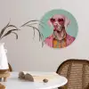 Hond - Overhemd - Bloemen - Bril Wandcirkel plexiglas klein -sfeer4