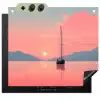 Zeilboot - Roze zee - Zonsondergang - Bergen Inductie beschemer met haakjes middel -3d
