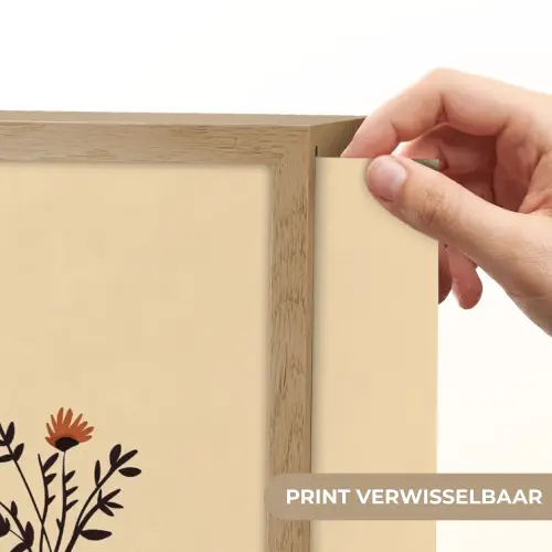 Vazen - Bloemen - Bladeren - Minimalistisch Light Box met batterij (Wandlamp) middel -USP_websiteprintNL