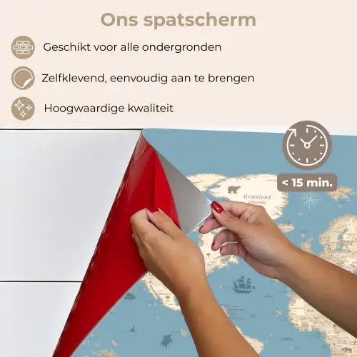 Wereldkaart - Oceaan - Realistisch - Blauw keuken achterwand spatscherm klein -spatscherm_NL