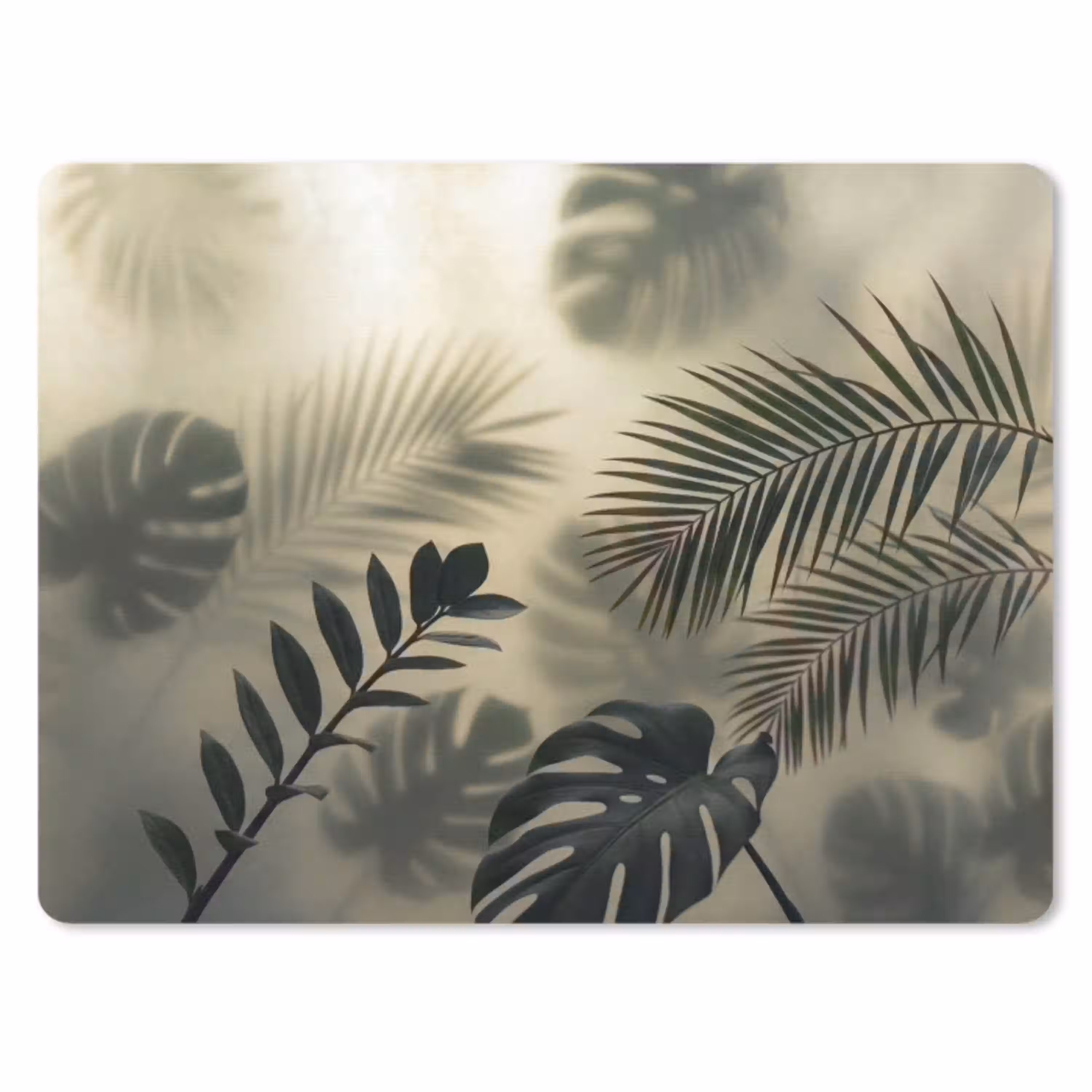 Planten - Bladeren - Schaduwen - Groen - Modern muismat rubber klein -3d