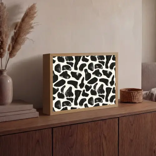 Dierenpatroon - Vlekken - Zwart - Wit Light Box met batterij (Wandlamp) middel 907 -sfeer2