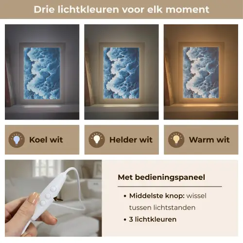 Golven - Blauw - Schuim Light Box met kabel (Tafellamp) klein -USP_lichtkleurNL
