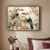 Toekan - Vogels - Bloemen - Tak Textielframe zwart klein -sfeer1