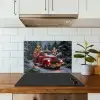 Kersttruck - Sneeuwbos - Rood keuken achterwand spatscherm klein -sfeer2