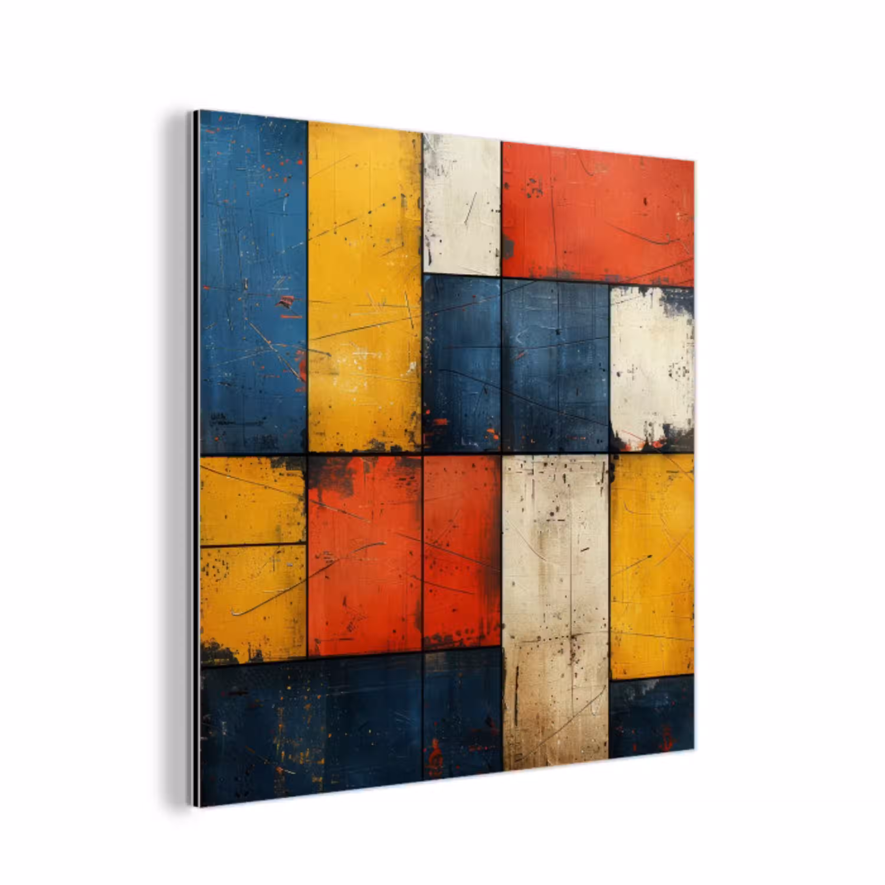 Mondriaan stijl - Kunst - Kleurrijk - Modern aluminium wit klein -3d