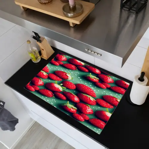 Aardbeien - Rood - Groen - Kroontjes Inductie beschemer met haakjes klein 777 -sfeer1