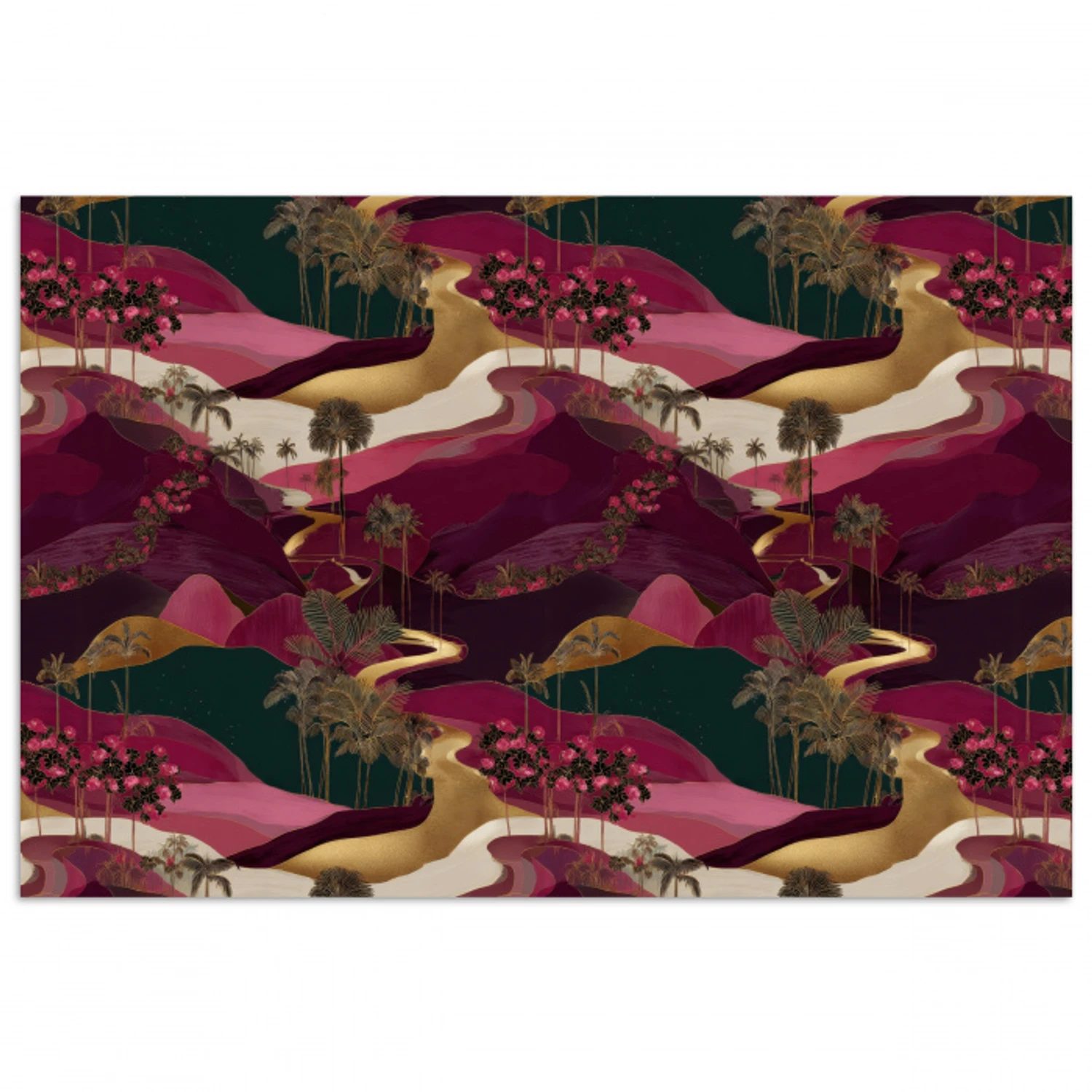 Magisch - Palmbomen - Goud poster papier klein 62 -3d