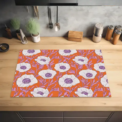 Bloemen - Grafisch - Oranje Inductie beschermer vinyl 3mm klein 276 -sfeer5