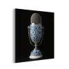 Microfoon - Delfts blauw - Muziek aluminium wit klein -3d