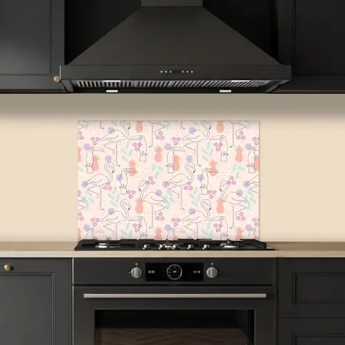 Flamingo - Toekan - Tropisch - Patroon keuken achterwand spatscherm klein 900 -sfeer1
