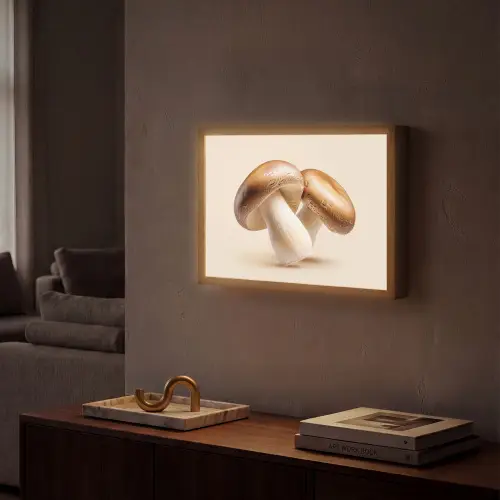 Champignons - Zacht - Beige Light Box met batterij (Wandlamp) middel -sfeer1