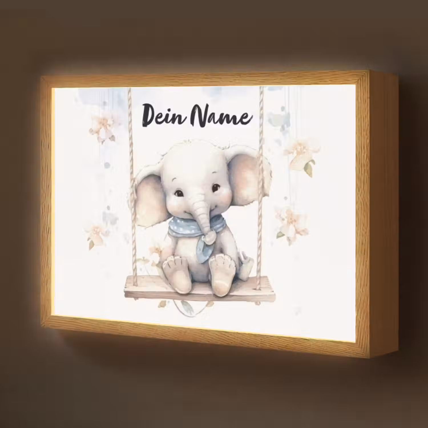 Lightbox - Wandlampe Kinderzimmer mit Namen - Elefant - Tier - Kinder