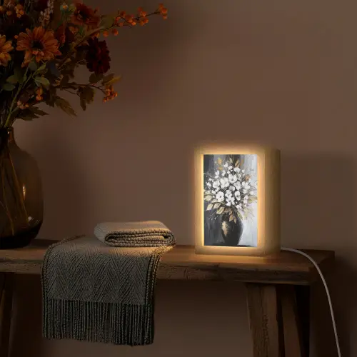 Bloemen - Wit - Vaas - Abstract Light Box met kabel (Tafellamp) klein -sfeer4