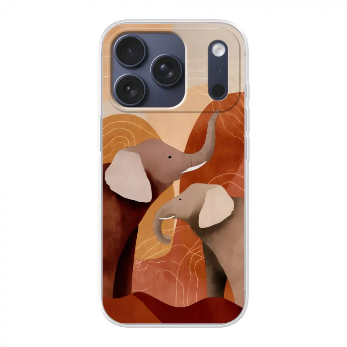Olifanten - Oranje - Abstract Telefoonhoesje iPhone 17 Pro klein -3d