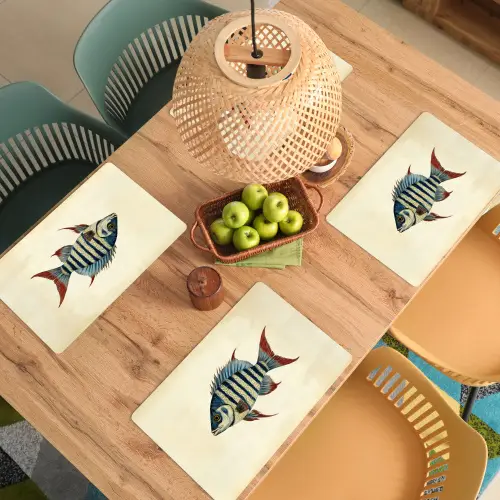 Gestreept - Donkerblauw - Rugvin - Vis Placemat vinyl groot -zzsfeer5_Kitchenyeah-website