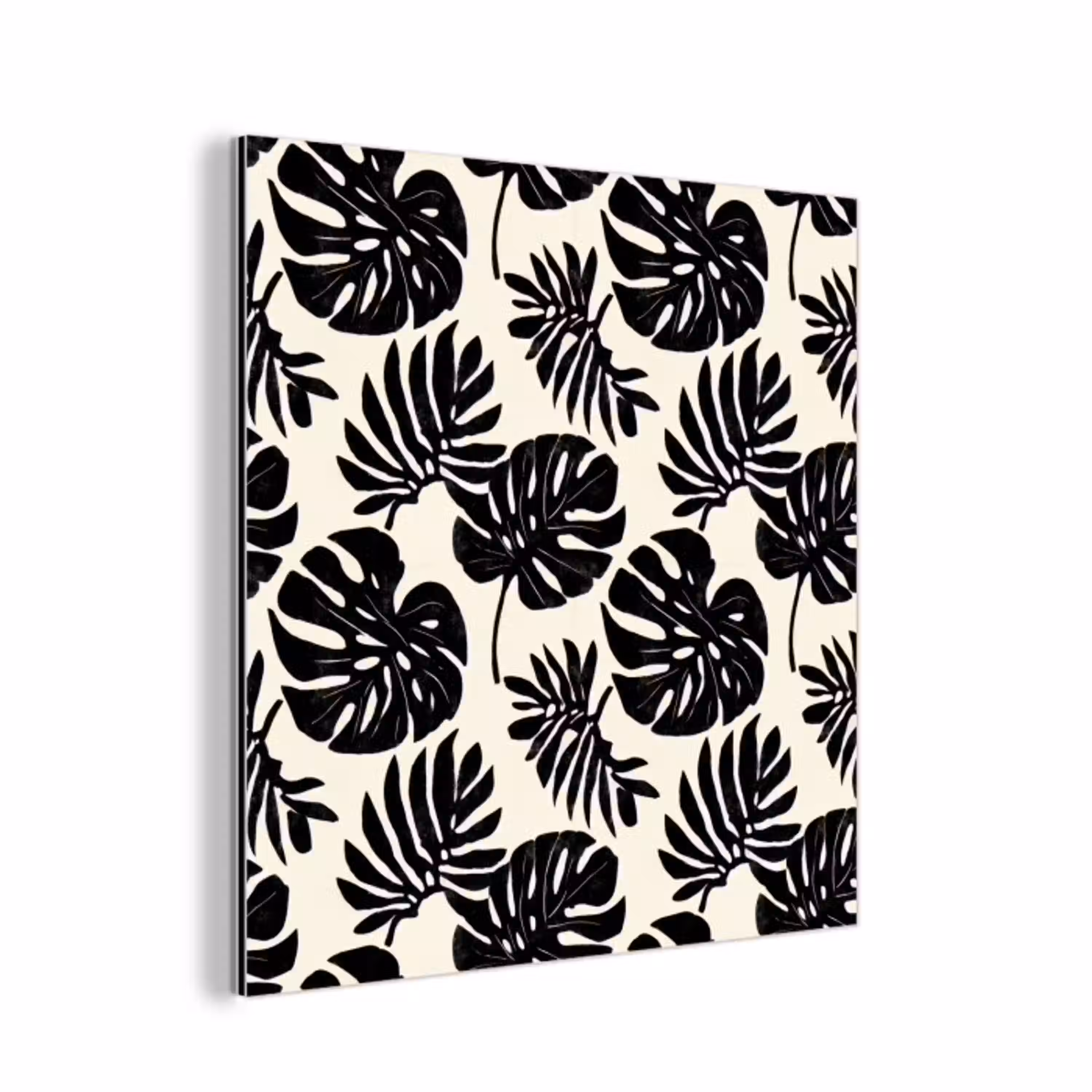 Modern - Monstera - Zwart aluminium wit klein 46 -3d