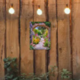 Doorkijk - Bloemen - Pad - Natuur tuinposter los doek klein -sfeer1