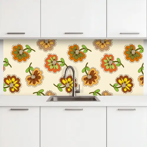 Design - Bloemen - Retro - Vintage keuken achterwand 2 middel 871 -3d