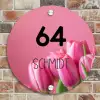 Roze tulpen - Modern Naambord Rond klein -sfeer2