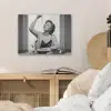 Vrouw - Spaghetti - Zwart - Wit PET vilt klein -sfeer3