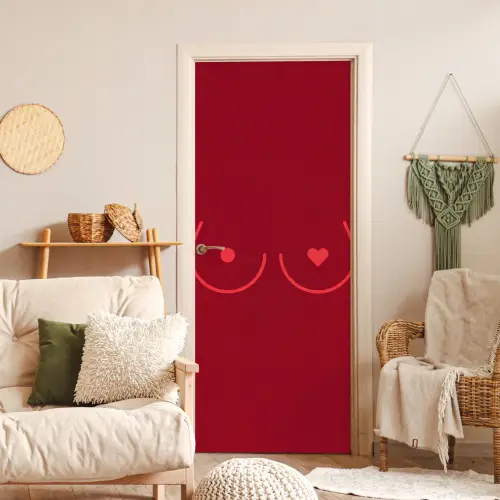 Minimalistisch - Lijnillustratie - Rood deurposter klein -sfeer2