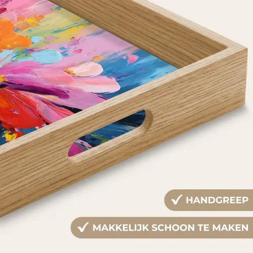 Kleuruitbarsting - Expressieve sfeer - Bloem Dienblad Rechthoek middel -USP_HandgreepNL